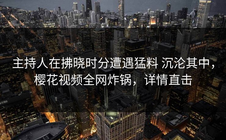 主持人在拂晓时分遭遇猛料 沉沦其中，樱花视频全网炸锅，详情直击