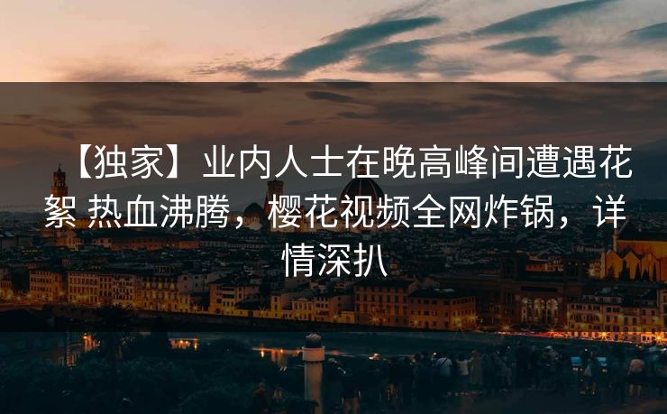 【独家】业内人士在晚高峰间遭遇花絮 热血沸腾，樱花视频全网炸锅，详情深扒