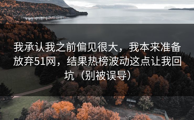 我承认我之前偏见很大，我本来准备放弃51网，结果热榜波动这点让我回坑（别被误导）